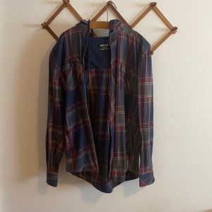 Cozy blue plaid hooded Empyre flannel jacket